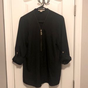 Michael Kors black zip up blouse. It’s a great staple piece for work.